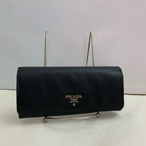 Prada Saffiano Black Leather Long Wallet